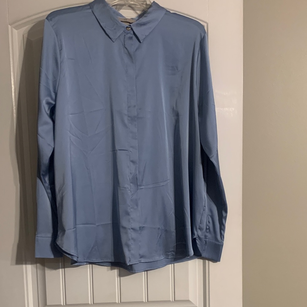 Blue Satin Blouse